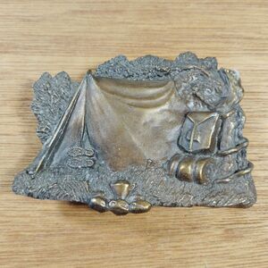 Vintage Camping Belt Buckle Tent Backpack Bergamot Brass Works 1980 USA